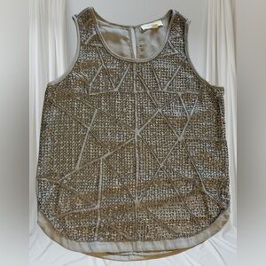 Olive & Oak Silver Geometric beaded sequin Tank Top